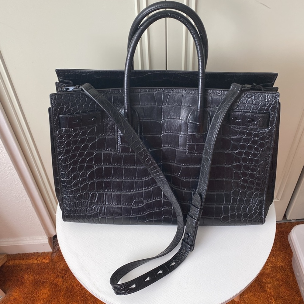 SAINT LAURENT Med/Lrg Croc Sac Du Jour - Picture 8 of 14